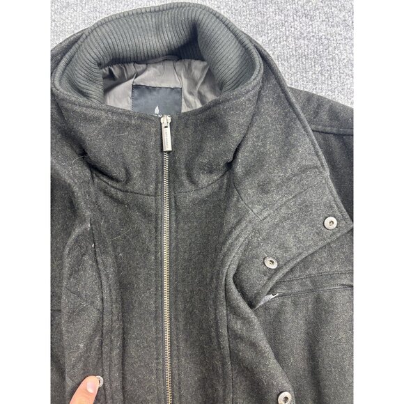 London Fog Jacket Mens Large Charcoal Wool Blend Zip Snap Stand Collar Pockets - Picture 3 of 10